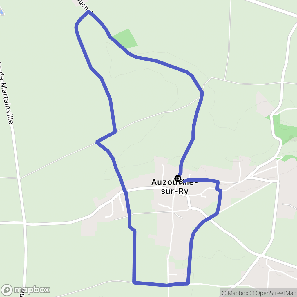 Auzouville-sur-Ry : carte du parcours de randonnée - France