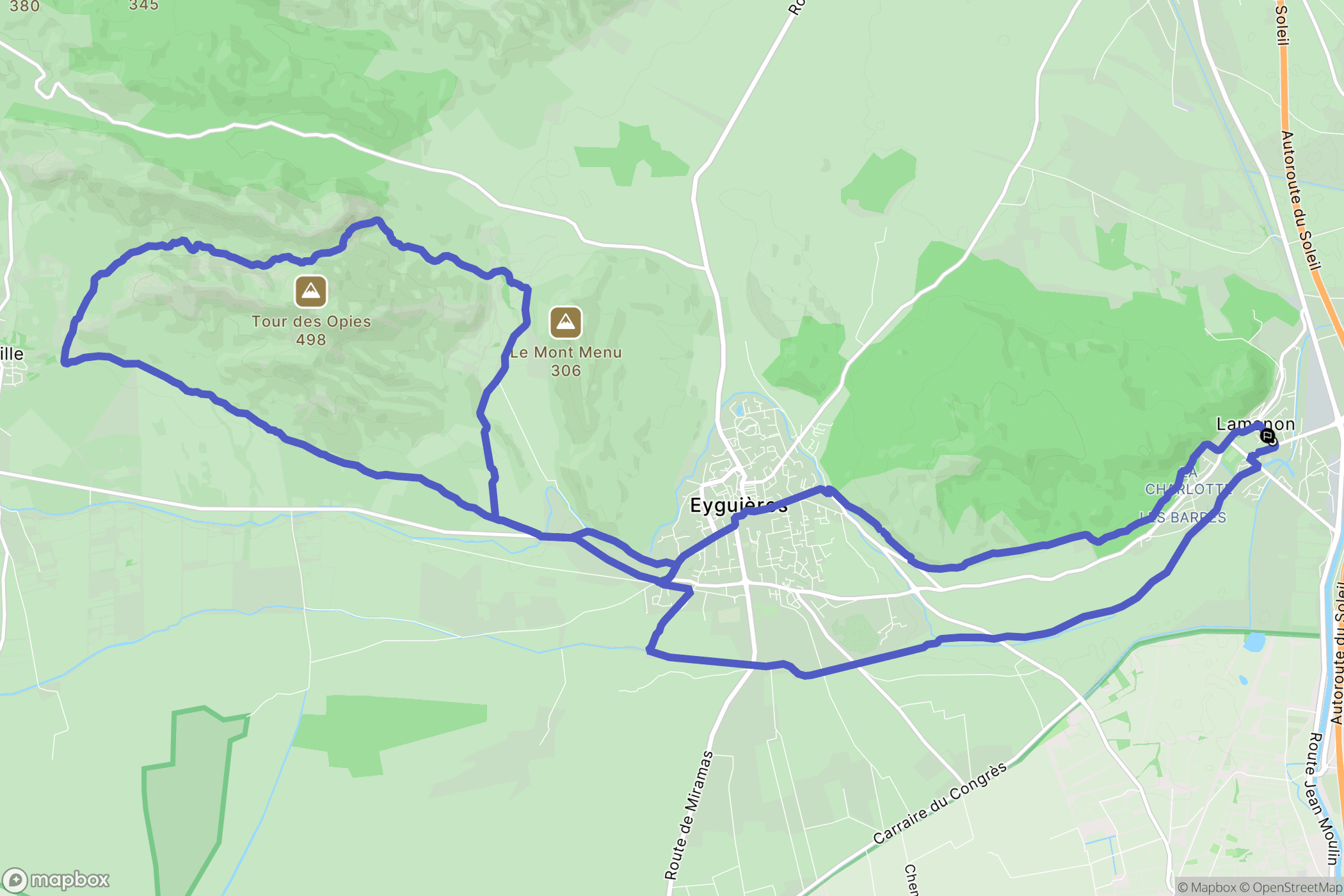 Lamanon : carte du parcours de randonnée - France