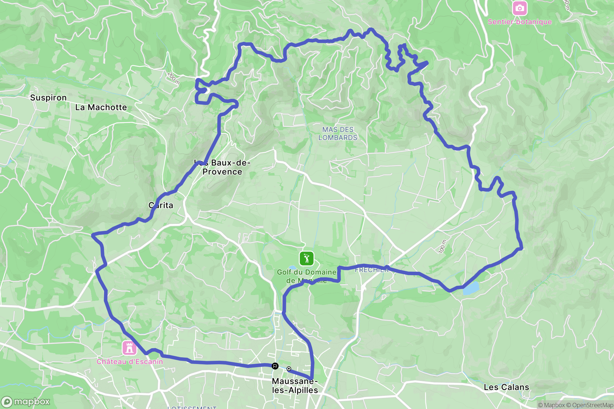 Maussane-les-Alpilles : carte du parcours de randonnée - France