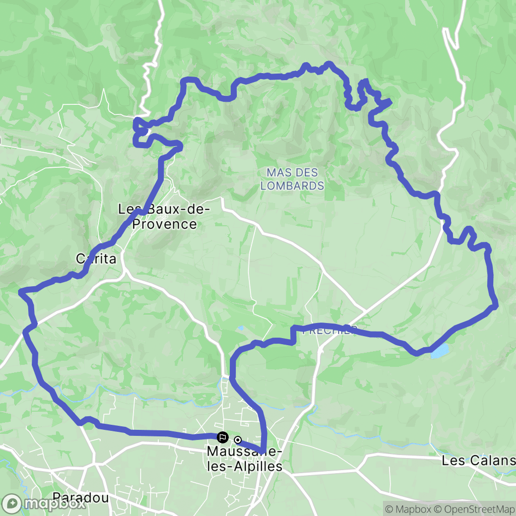 Maussane-les-Alpilles : carte du parcours de randonnée - France