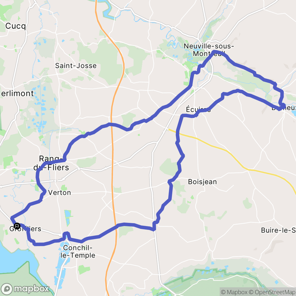 Groffliers : carte du parcours de randonnée - France