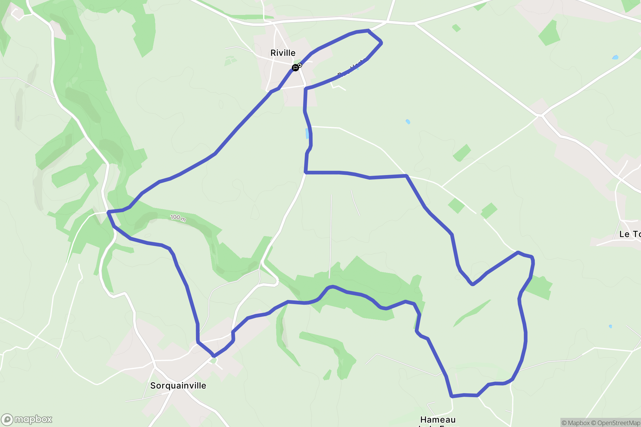 Riville : carte du parcours de randonnée - France