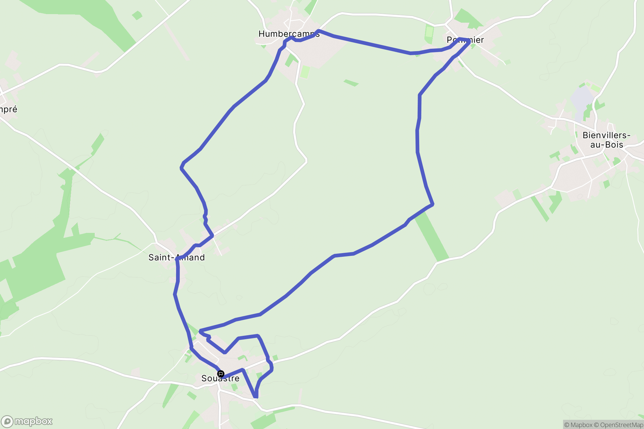Souastre : carte du parcours de randonnée - France