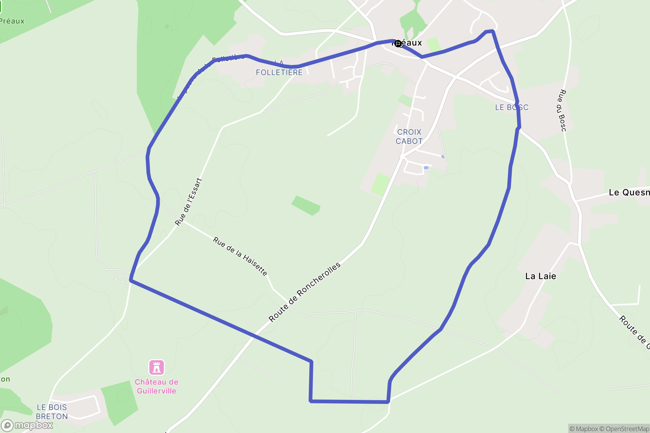 Préaux : carte du parcours de randonnée - France