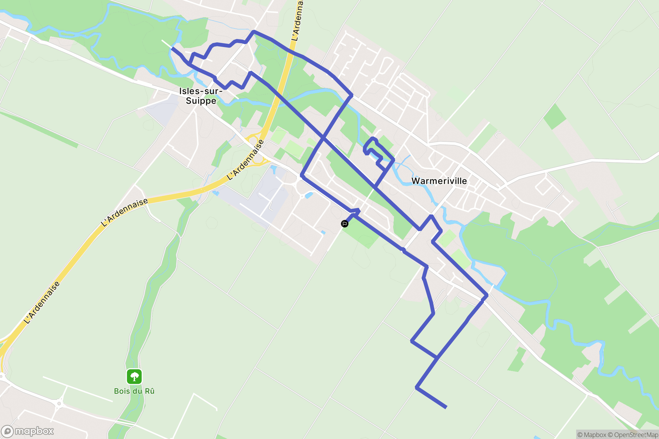 Warmeriville : carte du parcours de randonnée - France