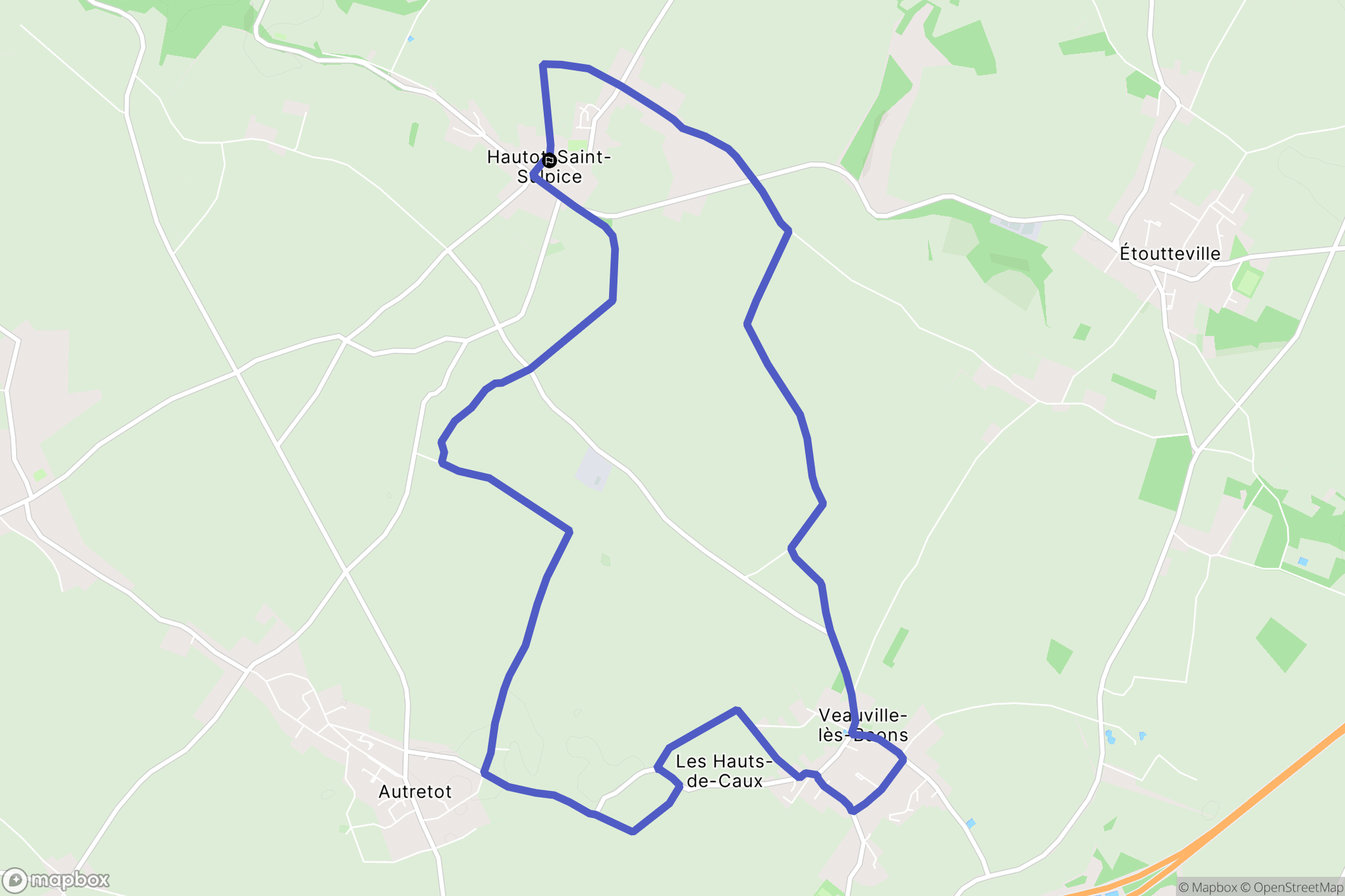 Hautot-Saint-Sulpice : carte du parcours de randonnée - France