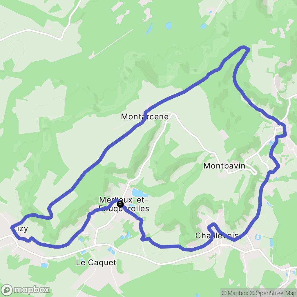 Merlieux-et-Fouquerolles : carte du parcours de randonnée - France