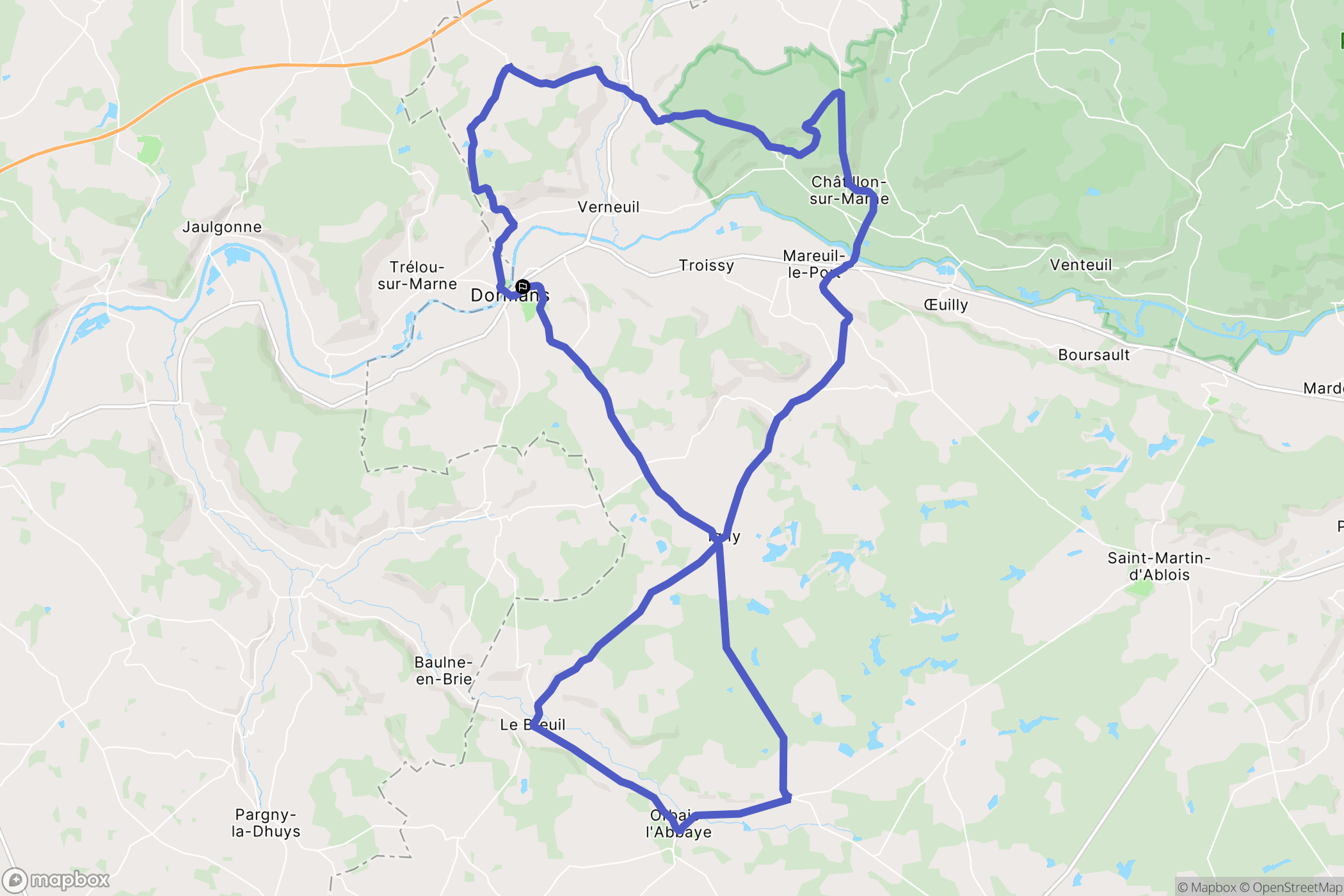 Dormans : carte du parcours de randonnée - France