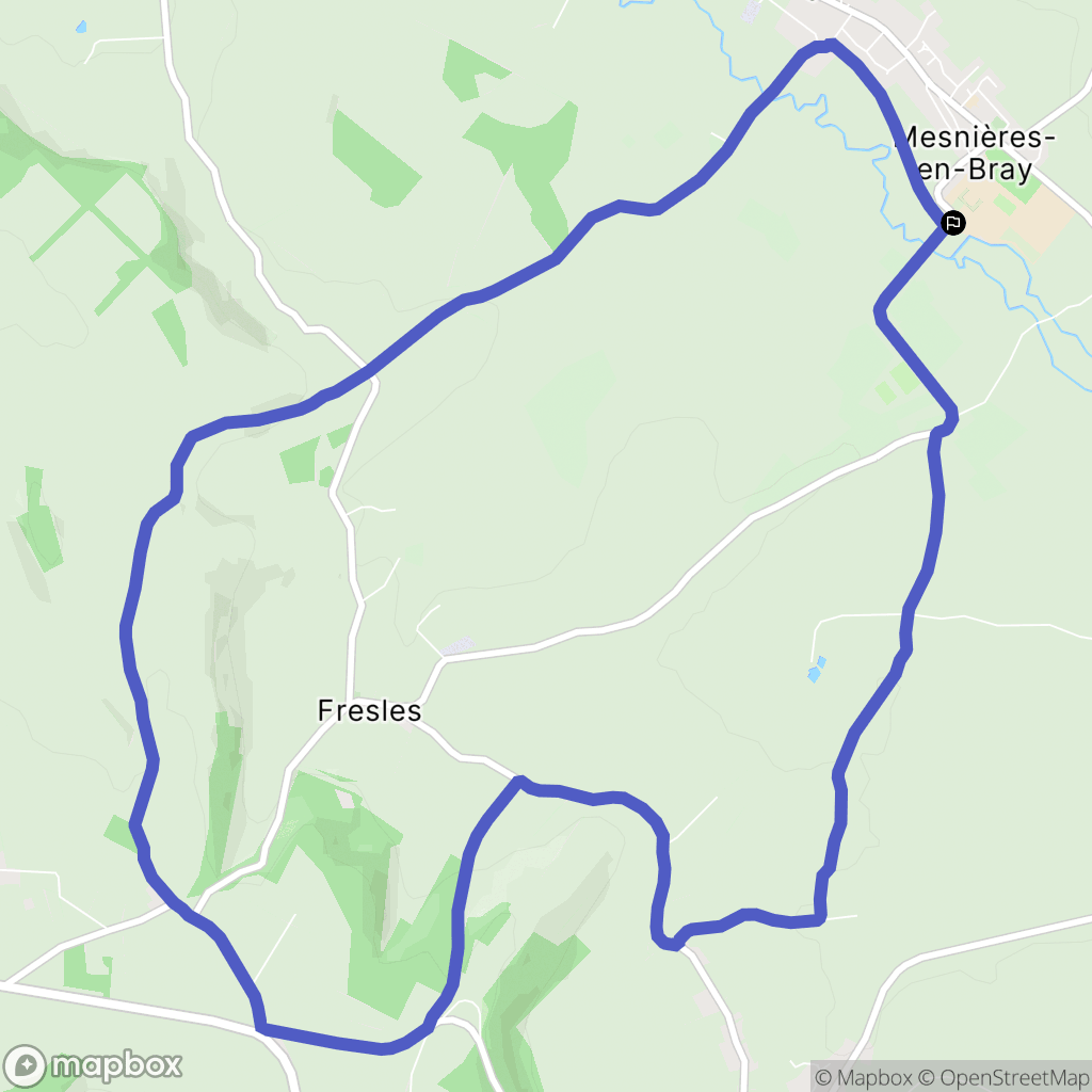 Mesnières-en-Bray : carte du parcours de randonnée - France