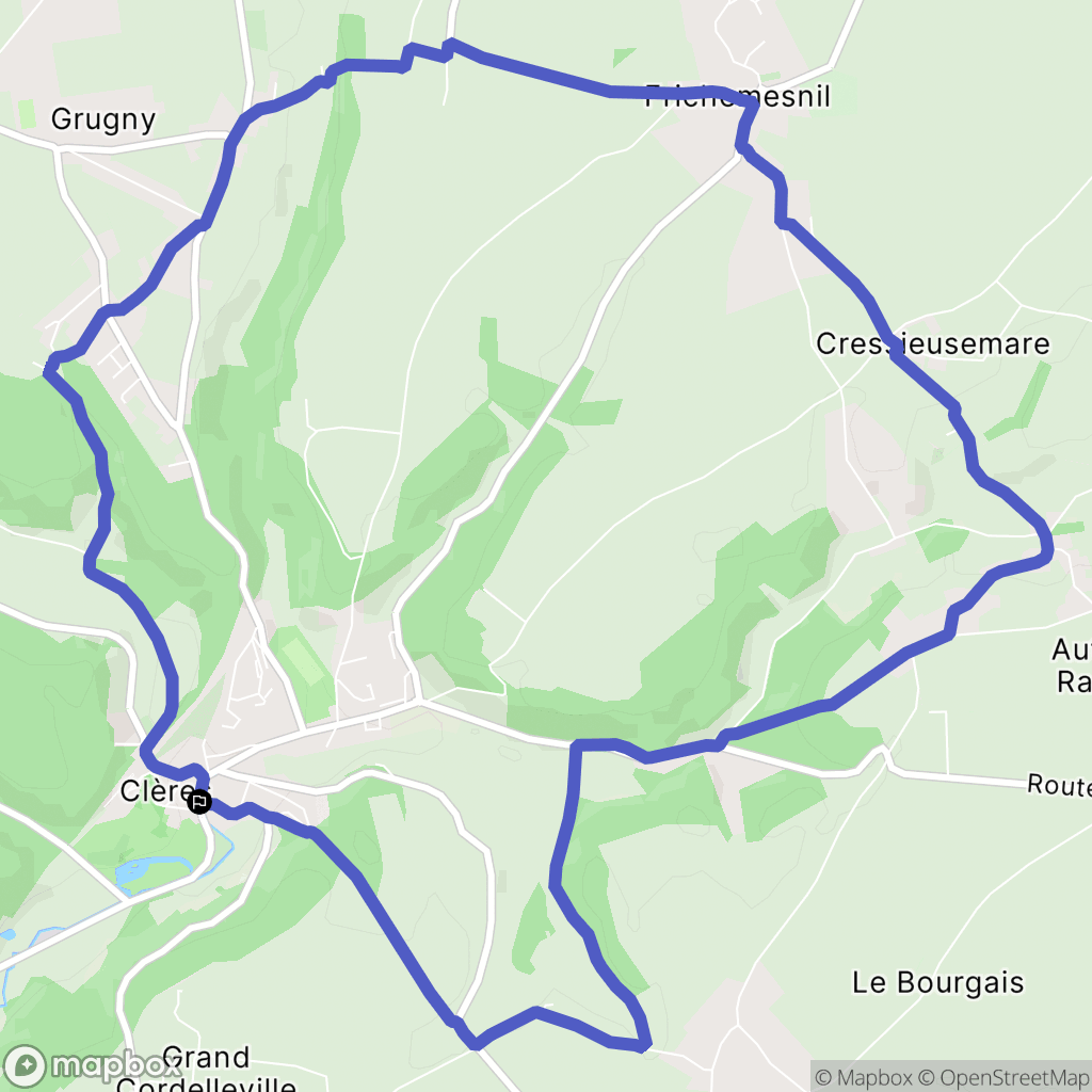 Clères : carte du parcours de randonnée - France