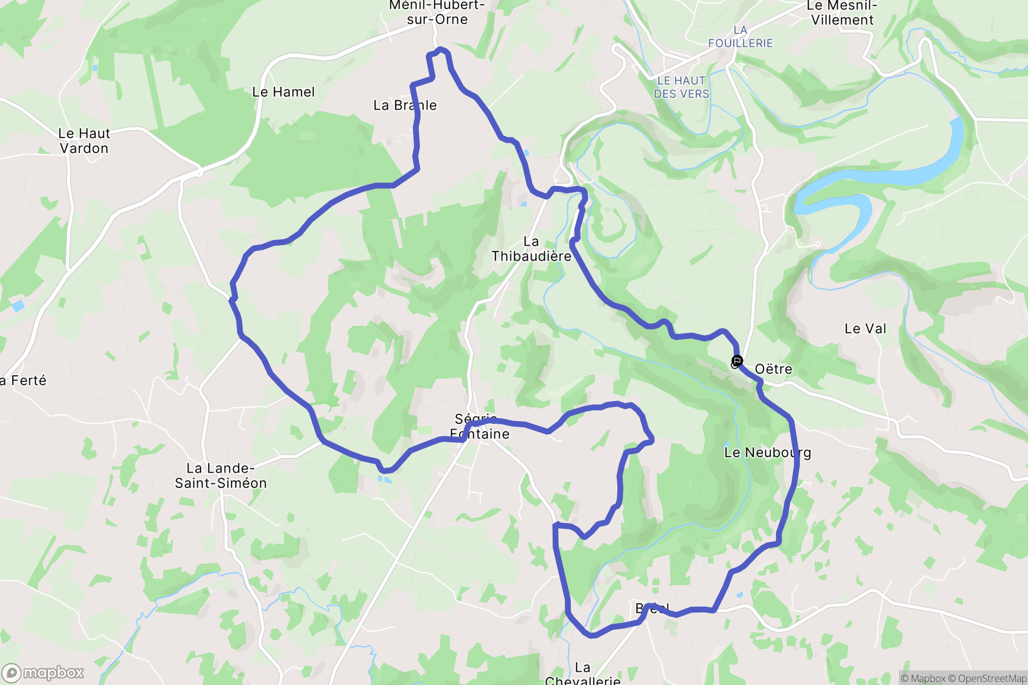 Saint-Philbert-sur-Orne : carte du parcours de randonnée - France