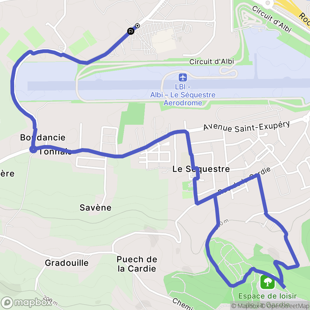 Le Sequestre : carte du parcours de randonnée - France