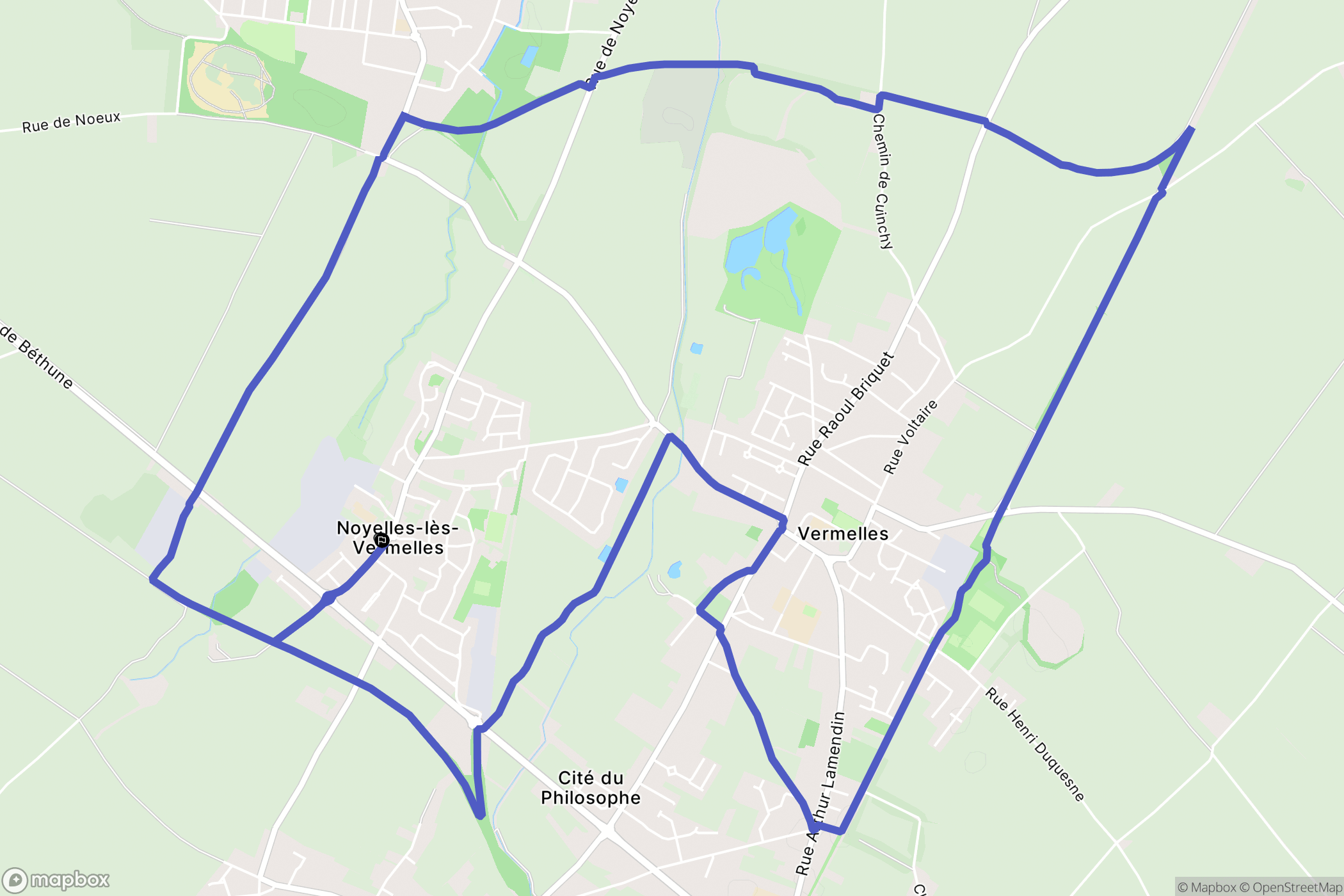 Noyelles-lès-Vermelles : carte du parcours de randonnée - France