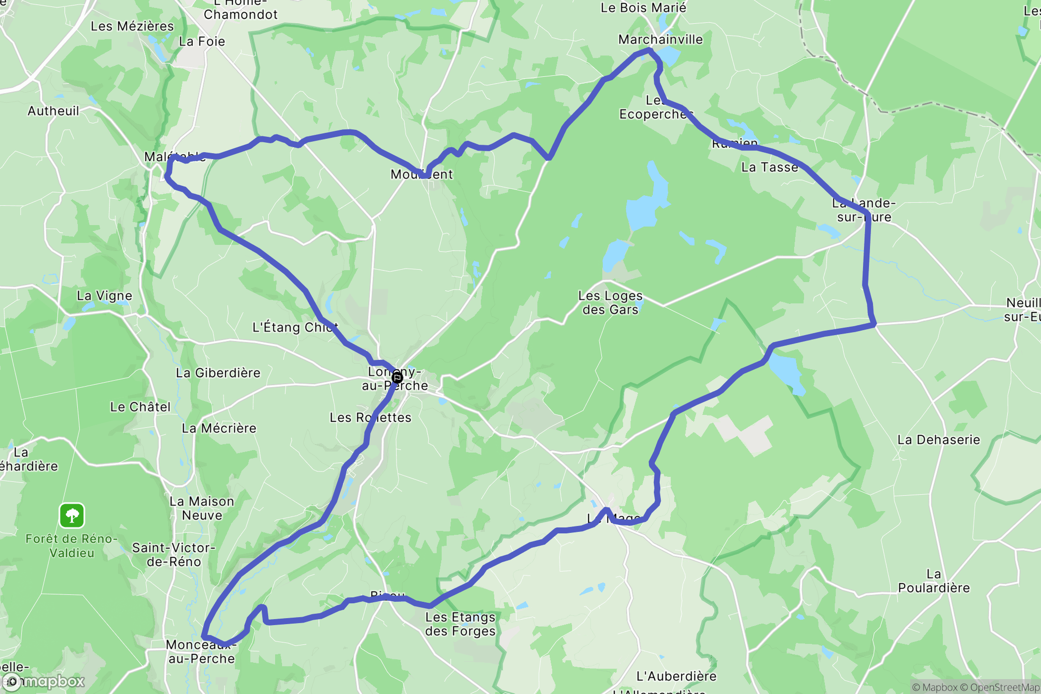 Longny-au-Perche : carte du parcours de randonnée - France