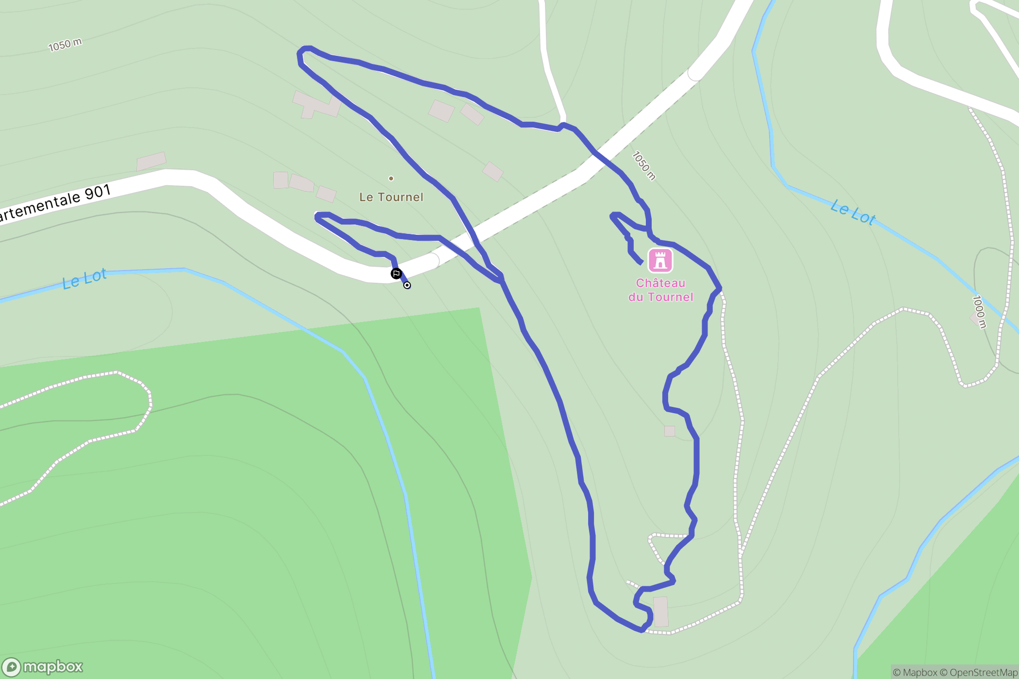 Mont Lozère et Goulet : carte du parcours de randonnée - France