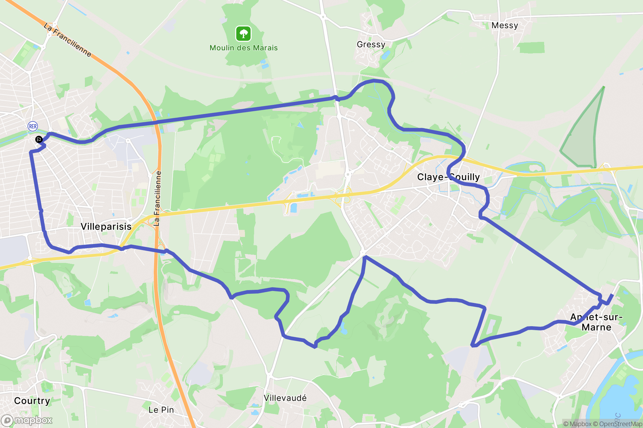 Villeparisis : carte du parcours de randonnée - France
