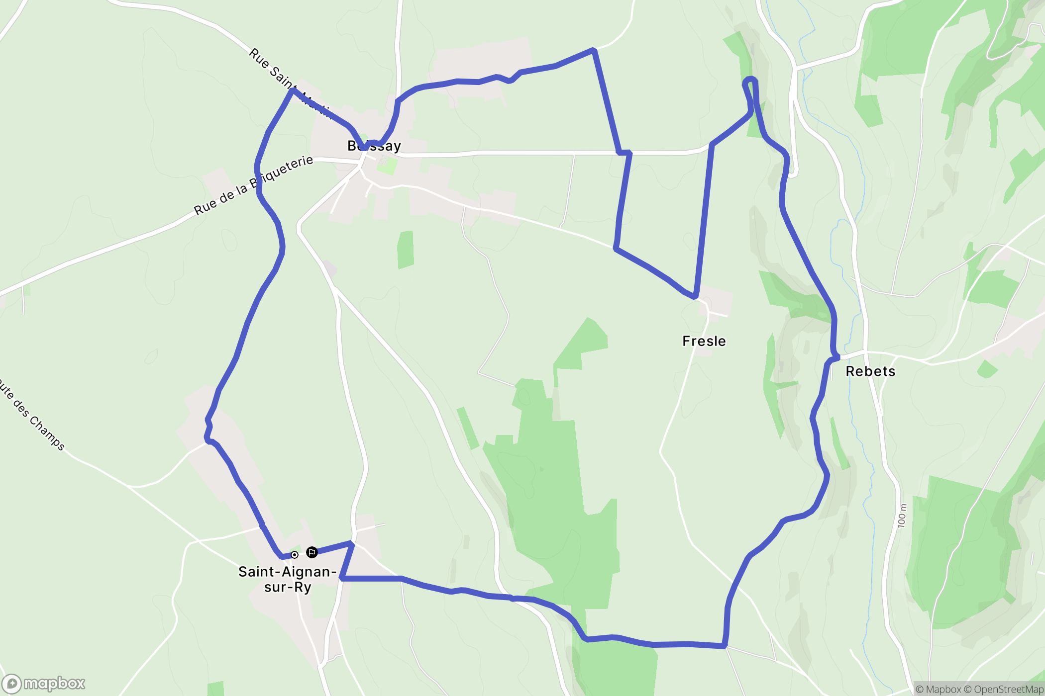 Saint-Aignan-sur-Ry : carte du parcours de randonnée - France