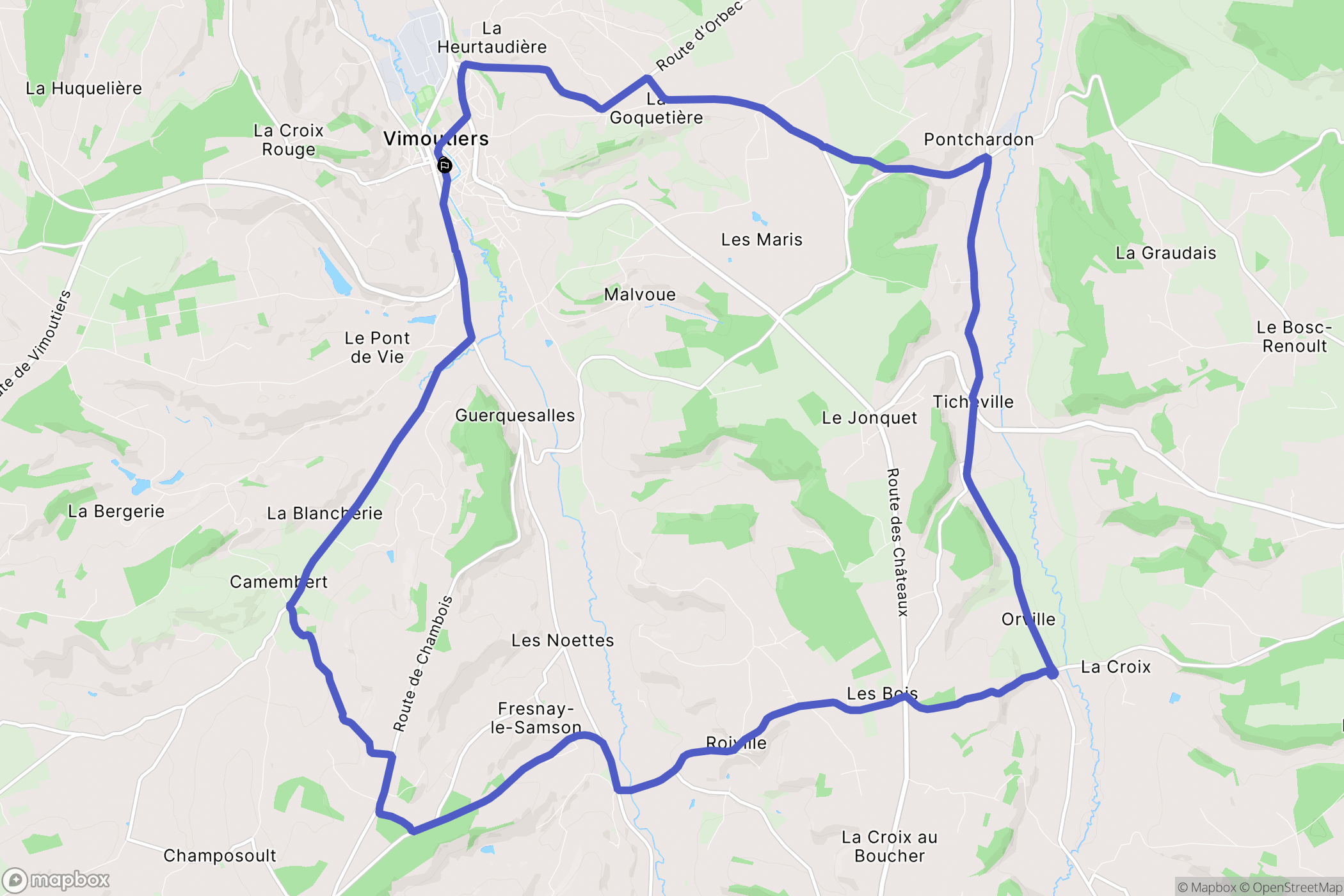 Vimoutiers : carte du parcours de randonnée - France