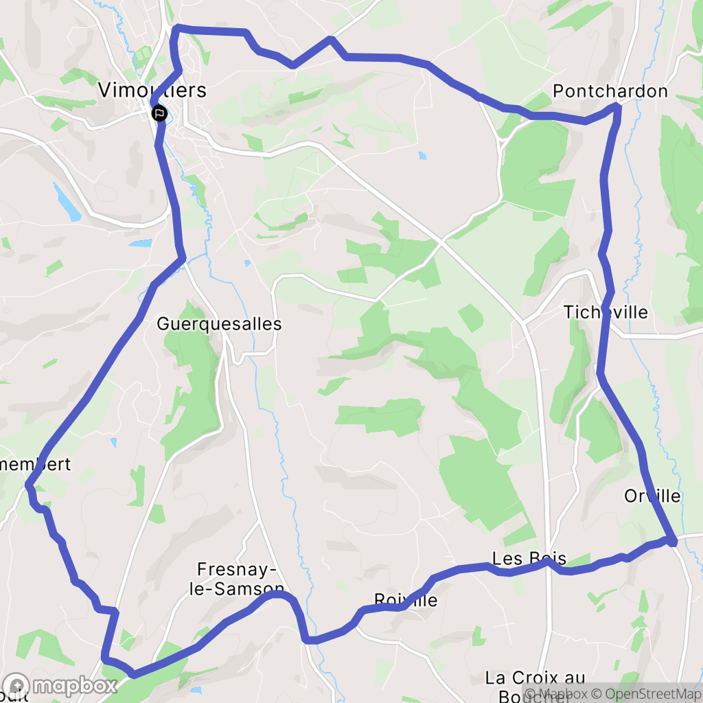 Vimoutiers : carte du parcours de randonnée - France