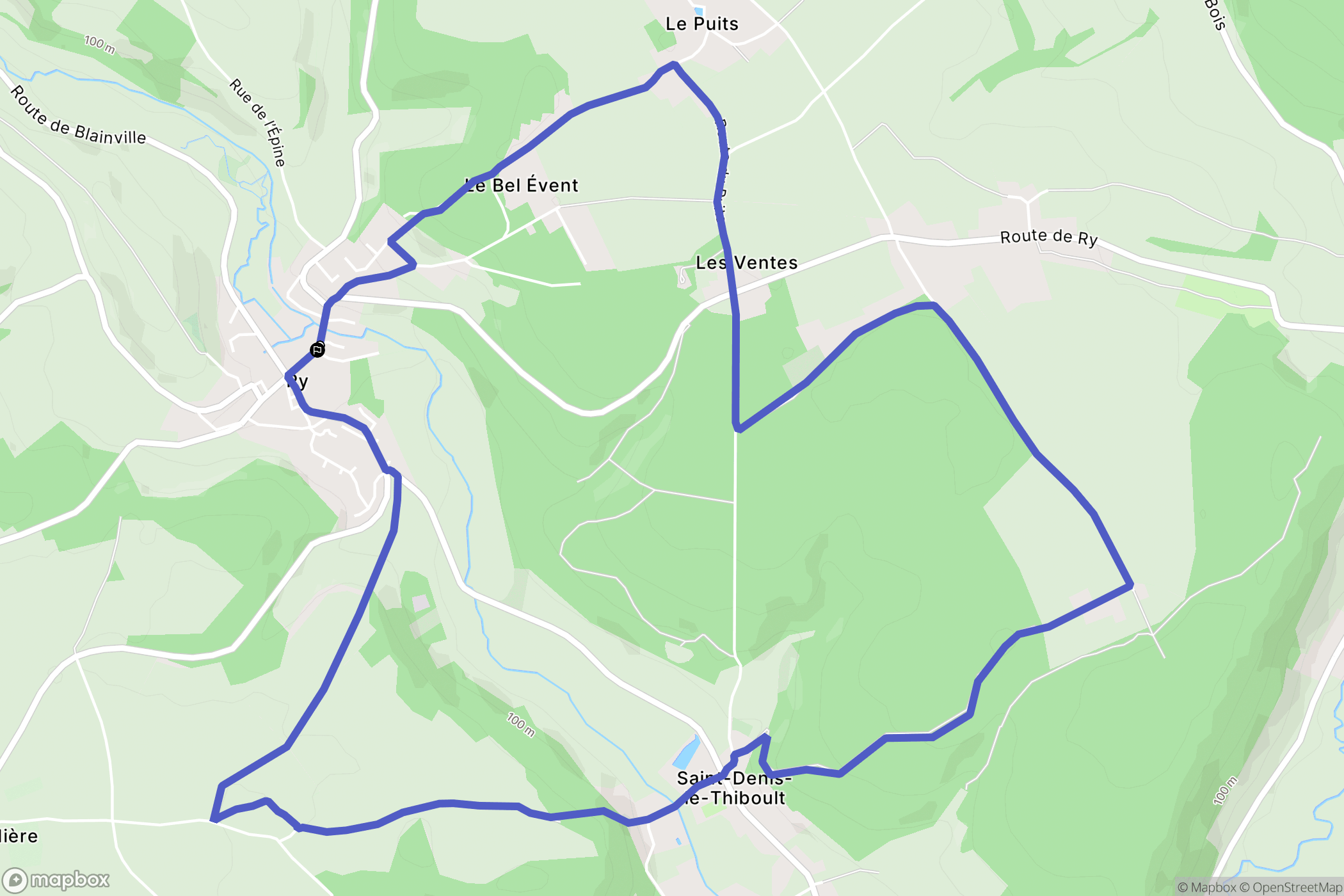 Ry : carte du parcours de randonnée - France