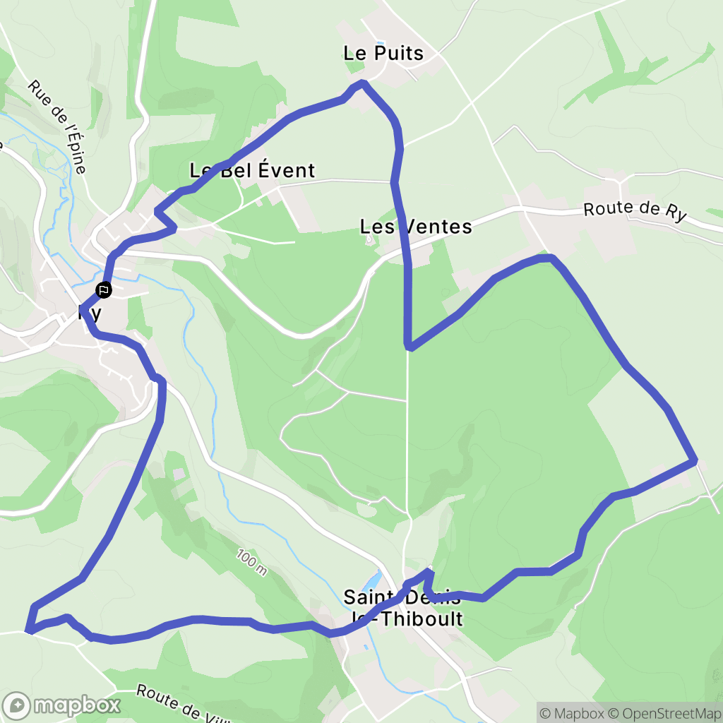 Ry : carte du parcours de randonnée - France