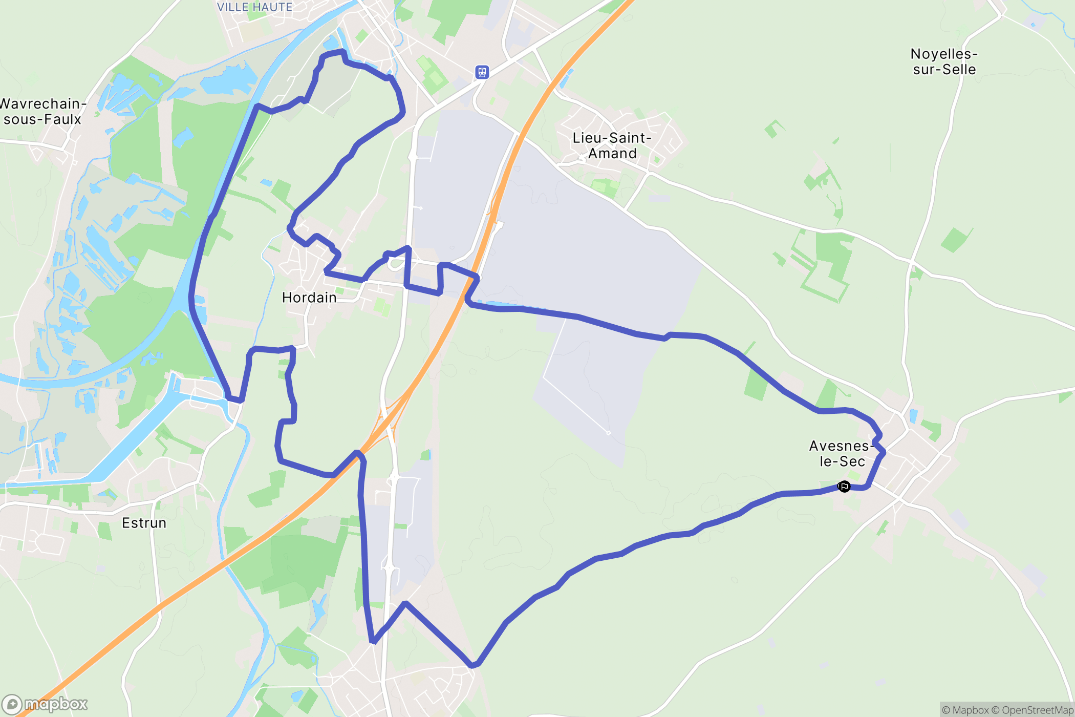 Avesnes-le-Sec : carte du parcours de randonnée - France