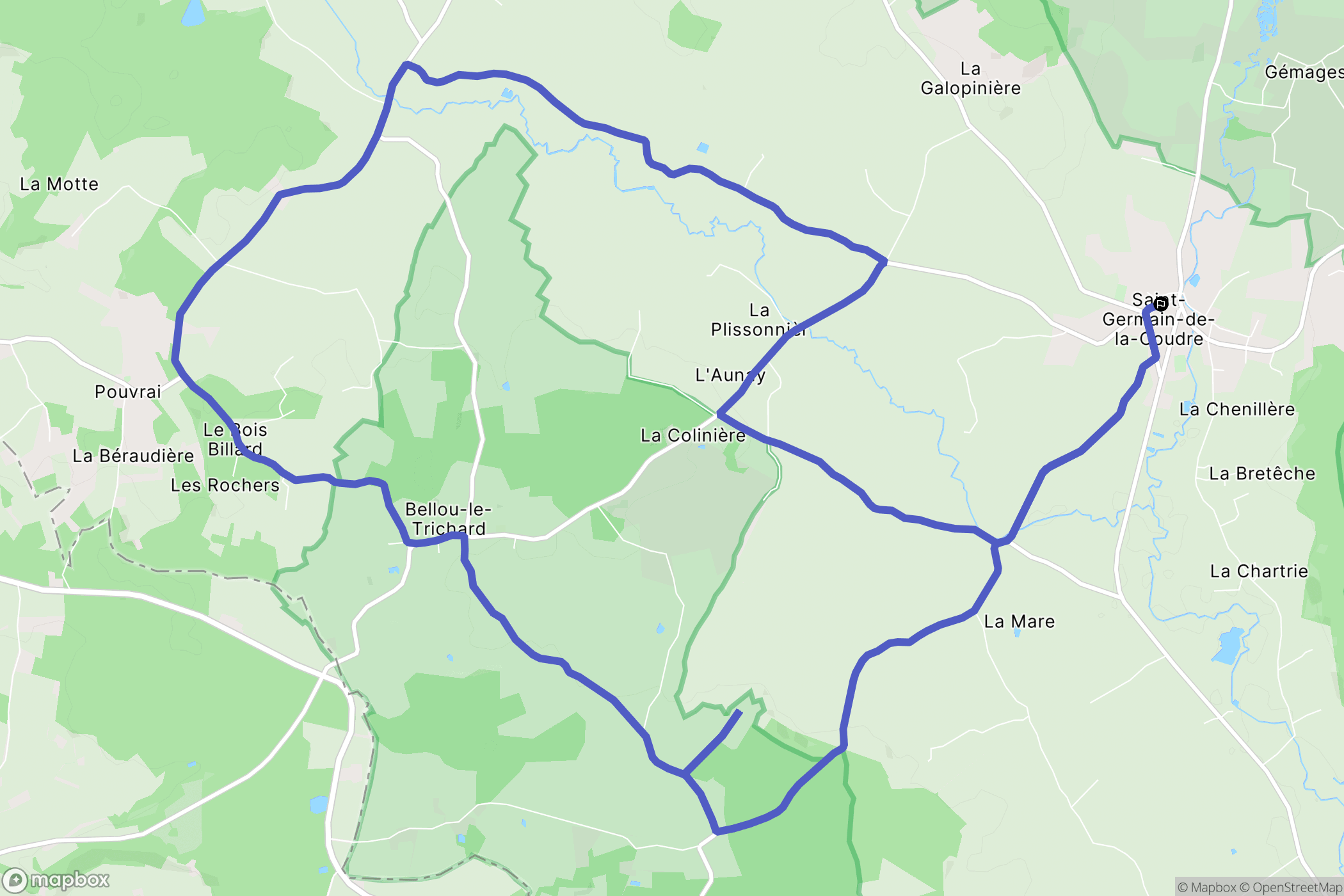 Saint-Germain-de-la-Coudre : carte du parcours de randonnée - France