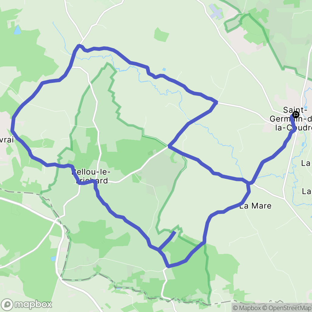 Saint-Germain-de-la-Coudre : carte du parcours de randonnée - France