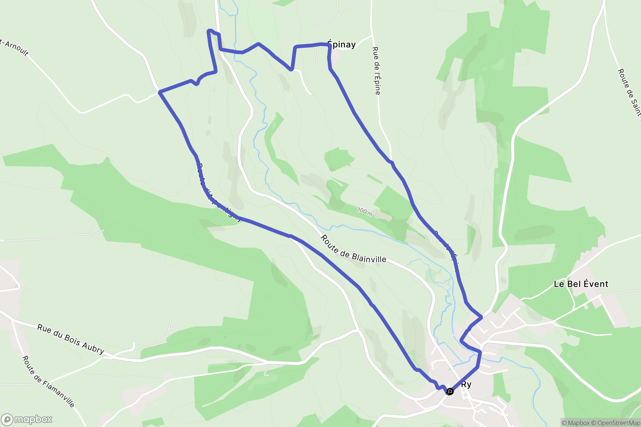 Ry : carte du parcours de randonnée - France