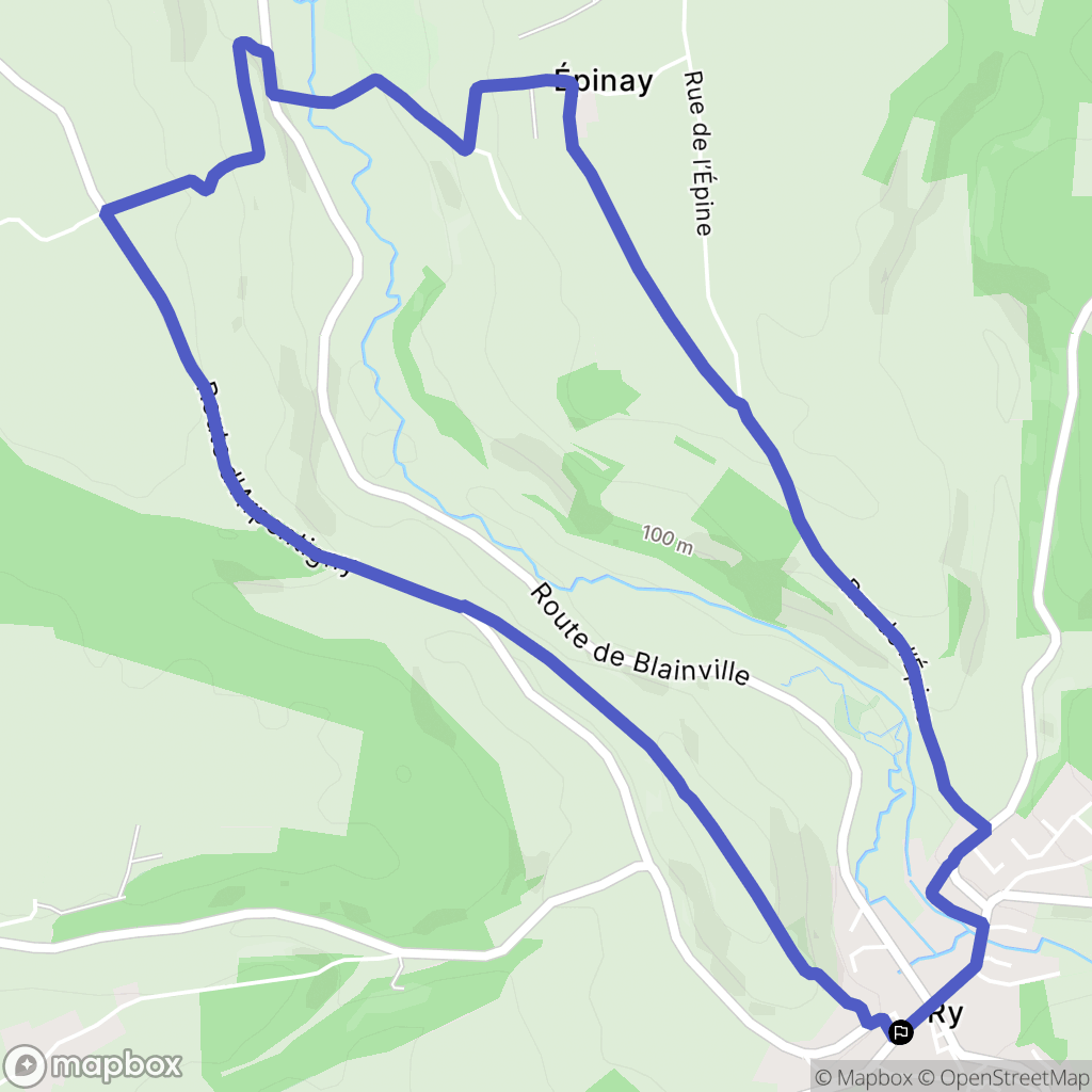 Ry : carte du parcours de randonnée - France