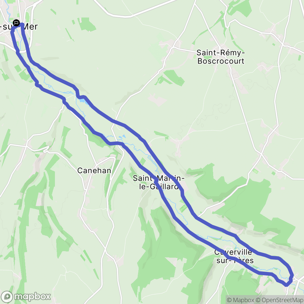 Criel-sur-Mer : carte du parcours de randonnée - France