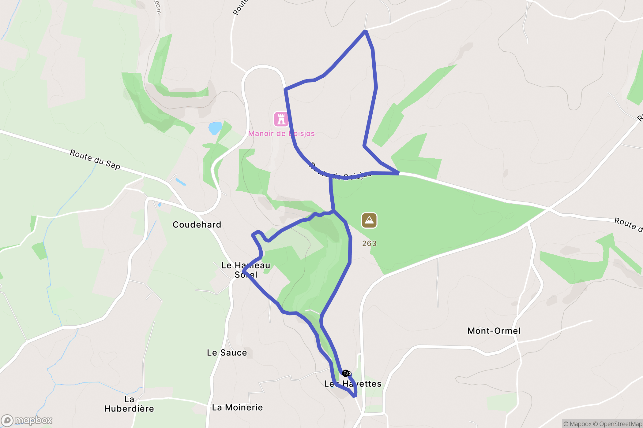 Coudehard : carte du parcours de randonnée - France