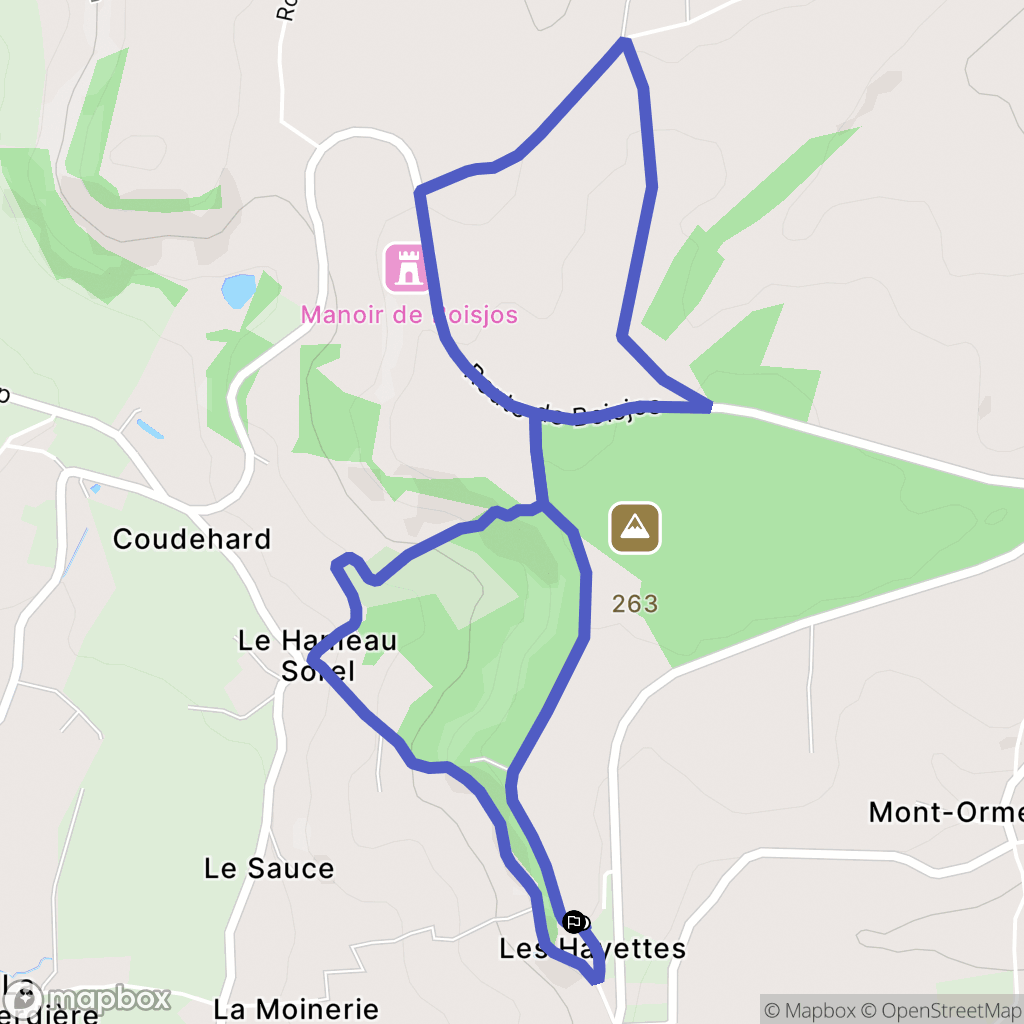 Coudehard : carte du parcours de randonnée - France