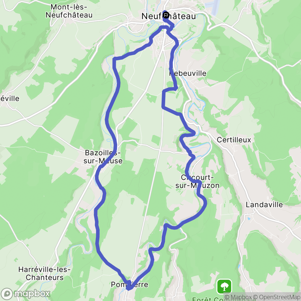 Neufchâteau : carte du parcours de randonnée - France