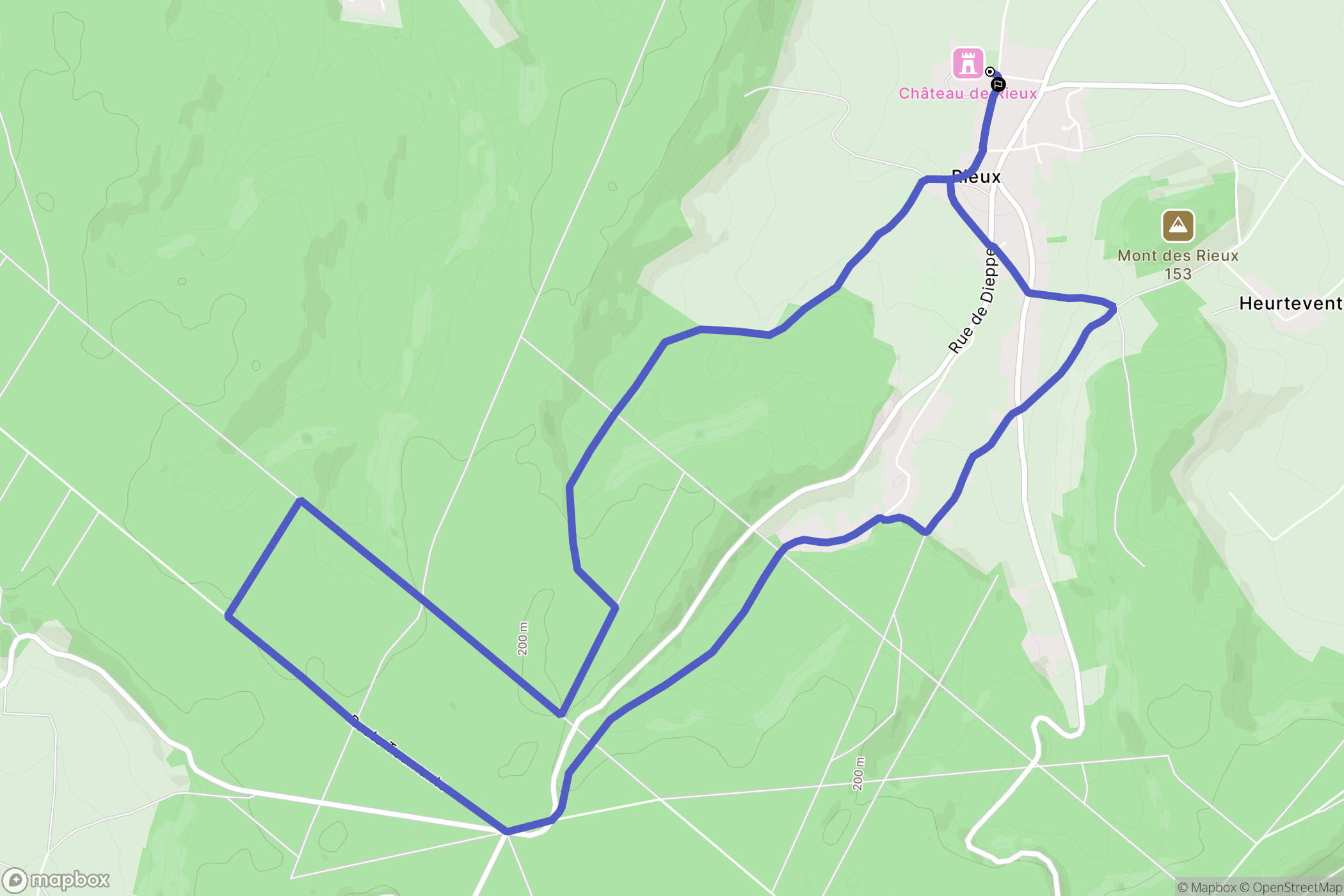 Rieux : carte du parcours de randonnée - France