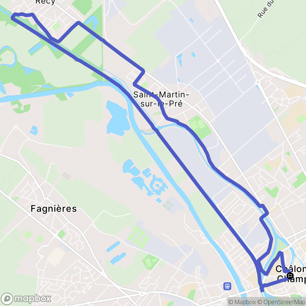 Châlons-en-Champagne : carte du parcours de randonnée - France