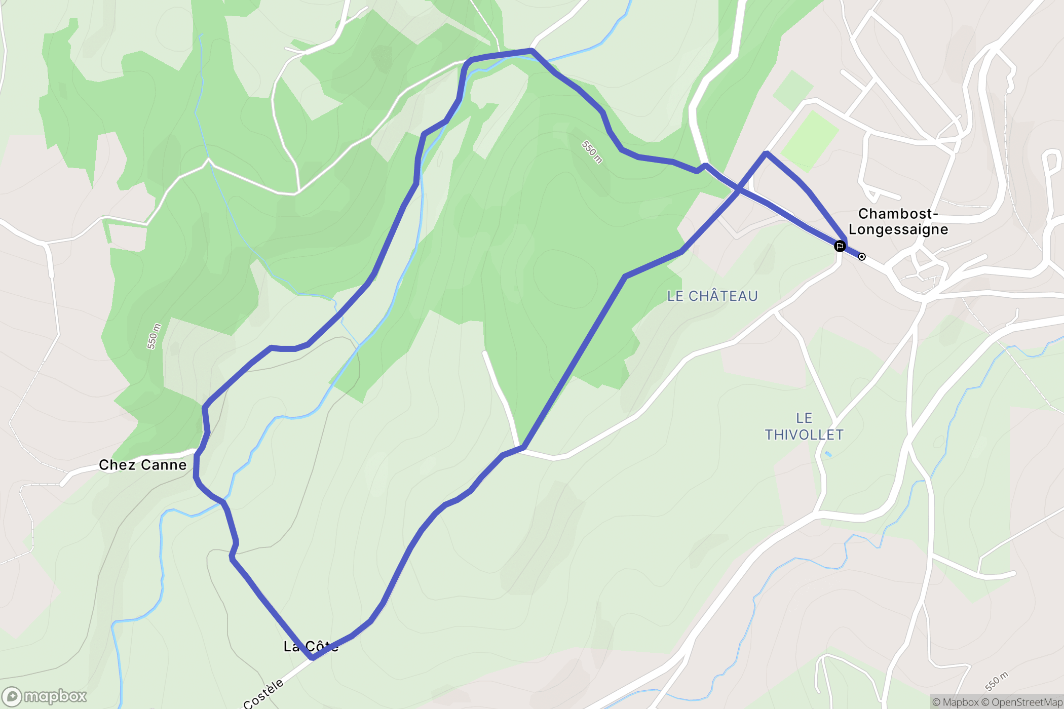 Chambost-Longessaigne : carte du parcours de randonnée - France