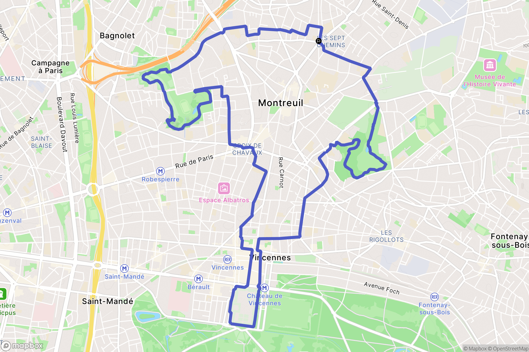 Montreuil : carte du parcours de randonnée - France