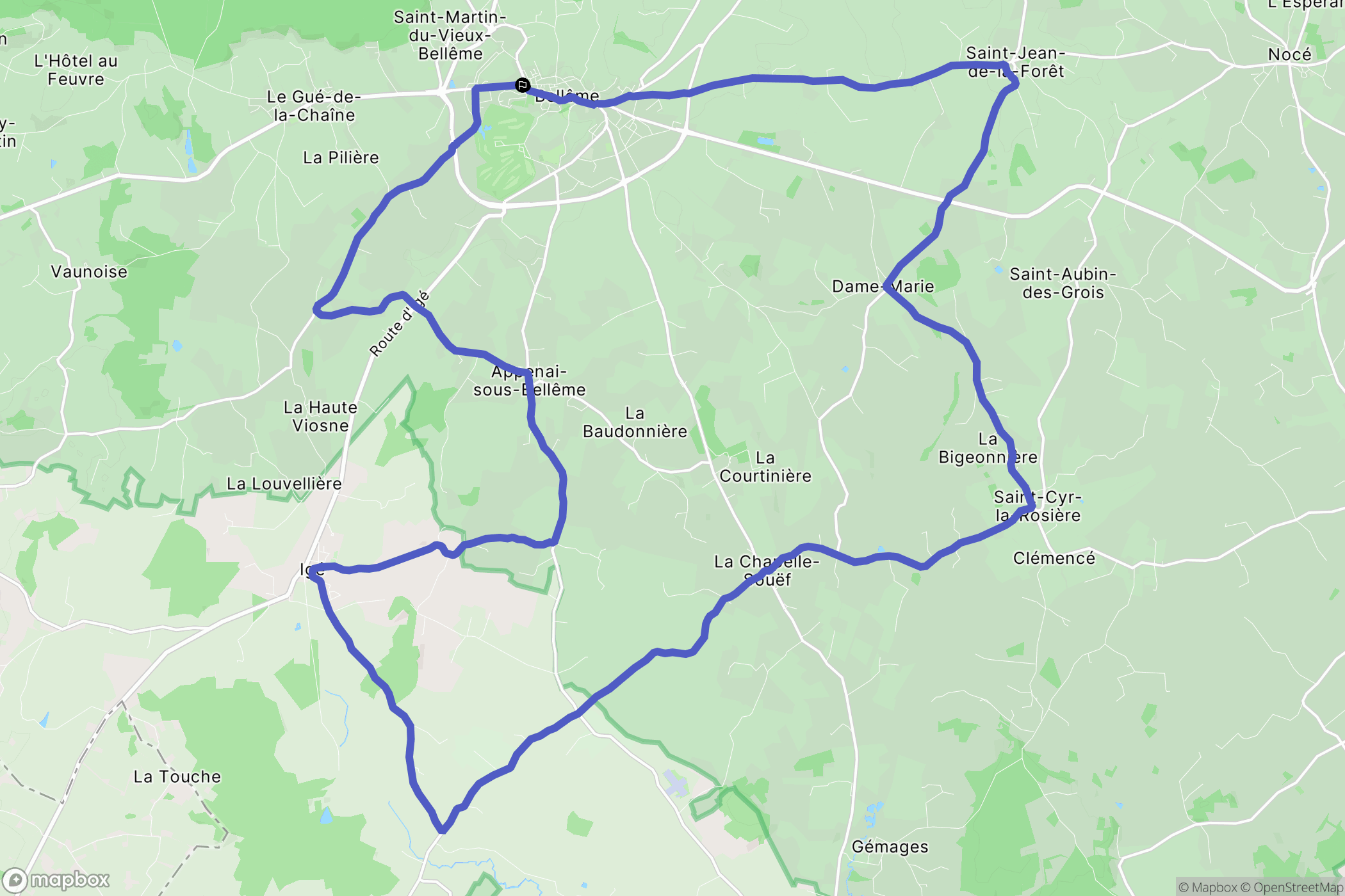 Bellême : carte du parcours de randonnée - France
