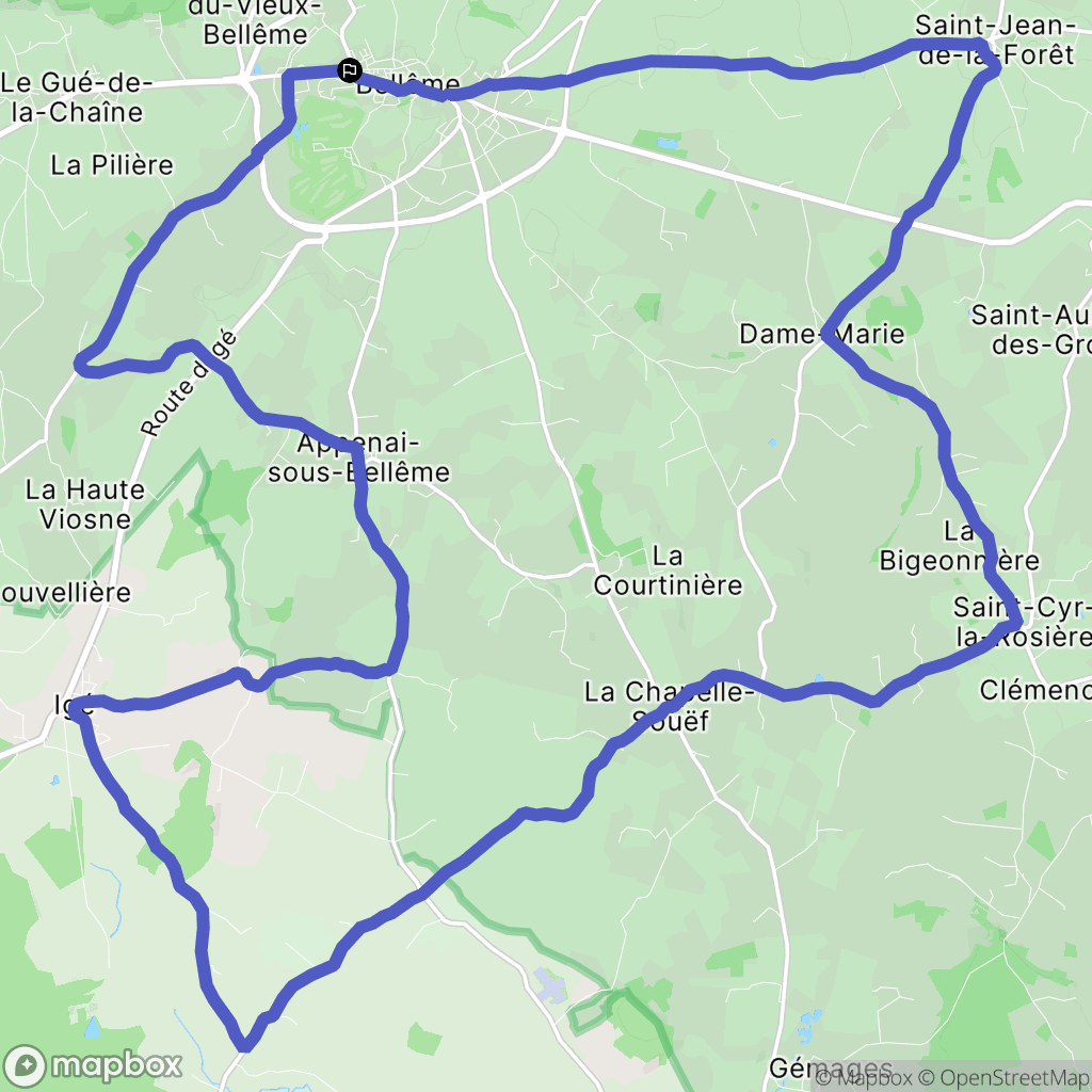 Bellême : carte du parcours de randonnée - France