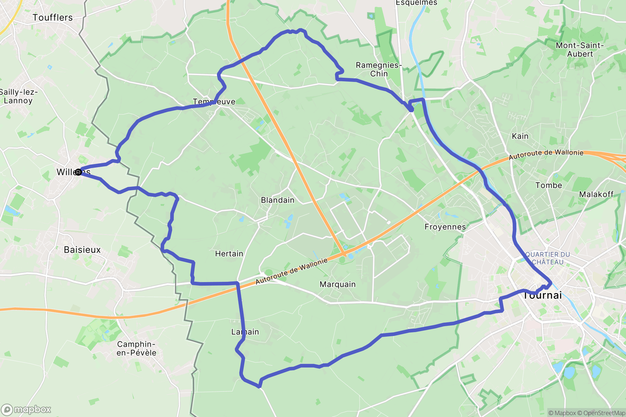 Willems : carte du parcours de randonnée - France