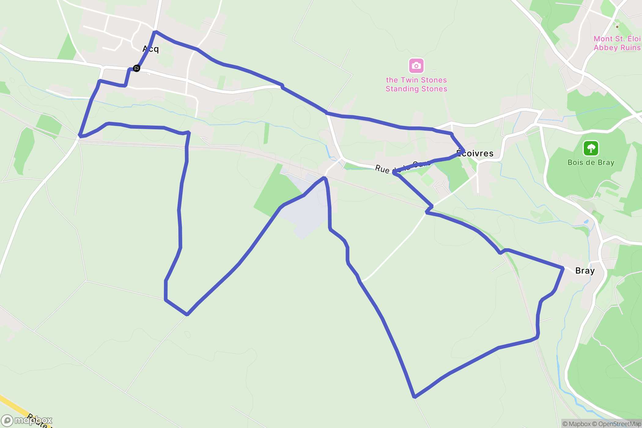 Acq : carte du parcours de randonnée - France