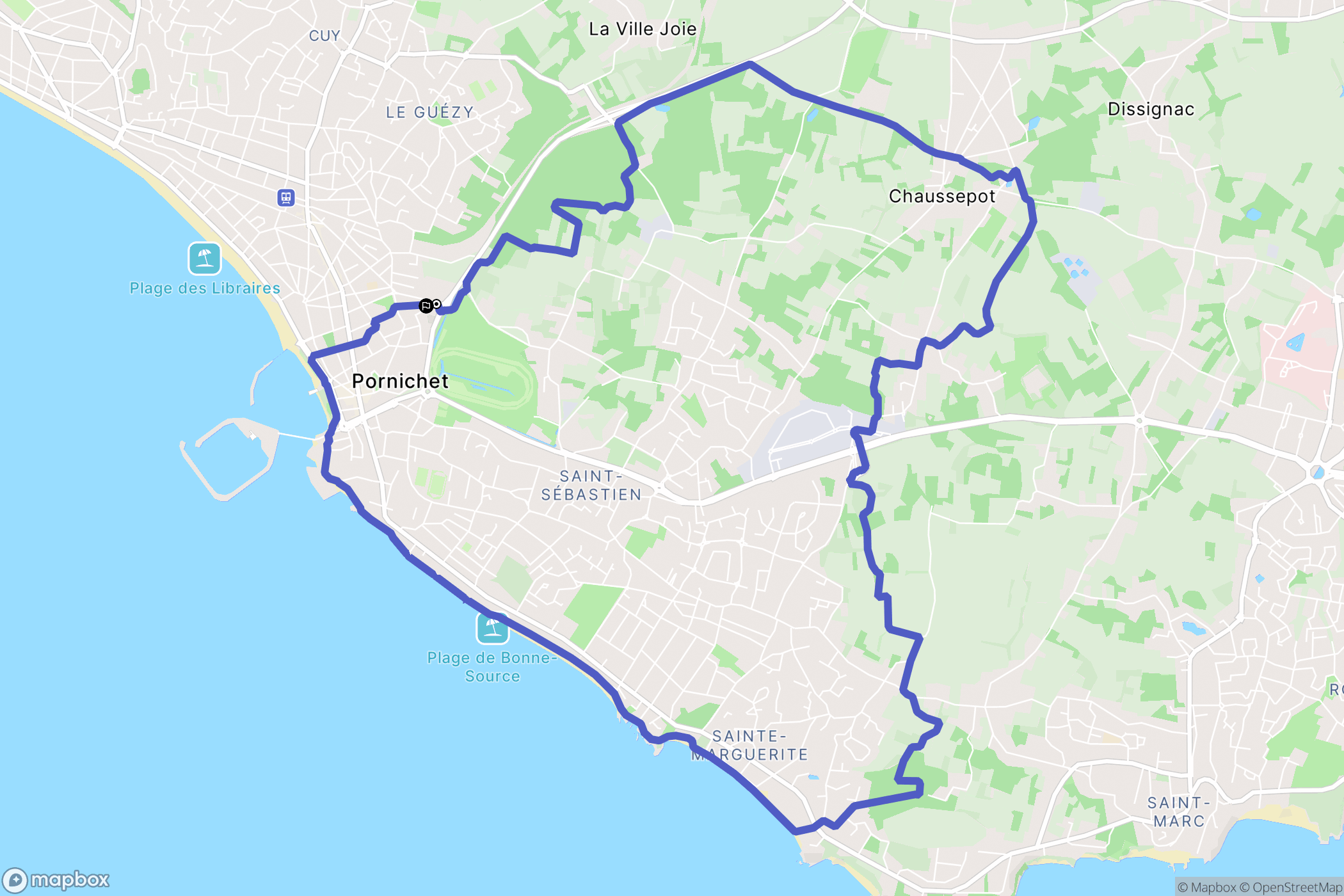 Pornichet : carte du parcours de randonnée - France