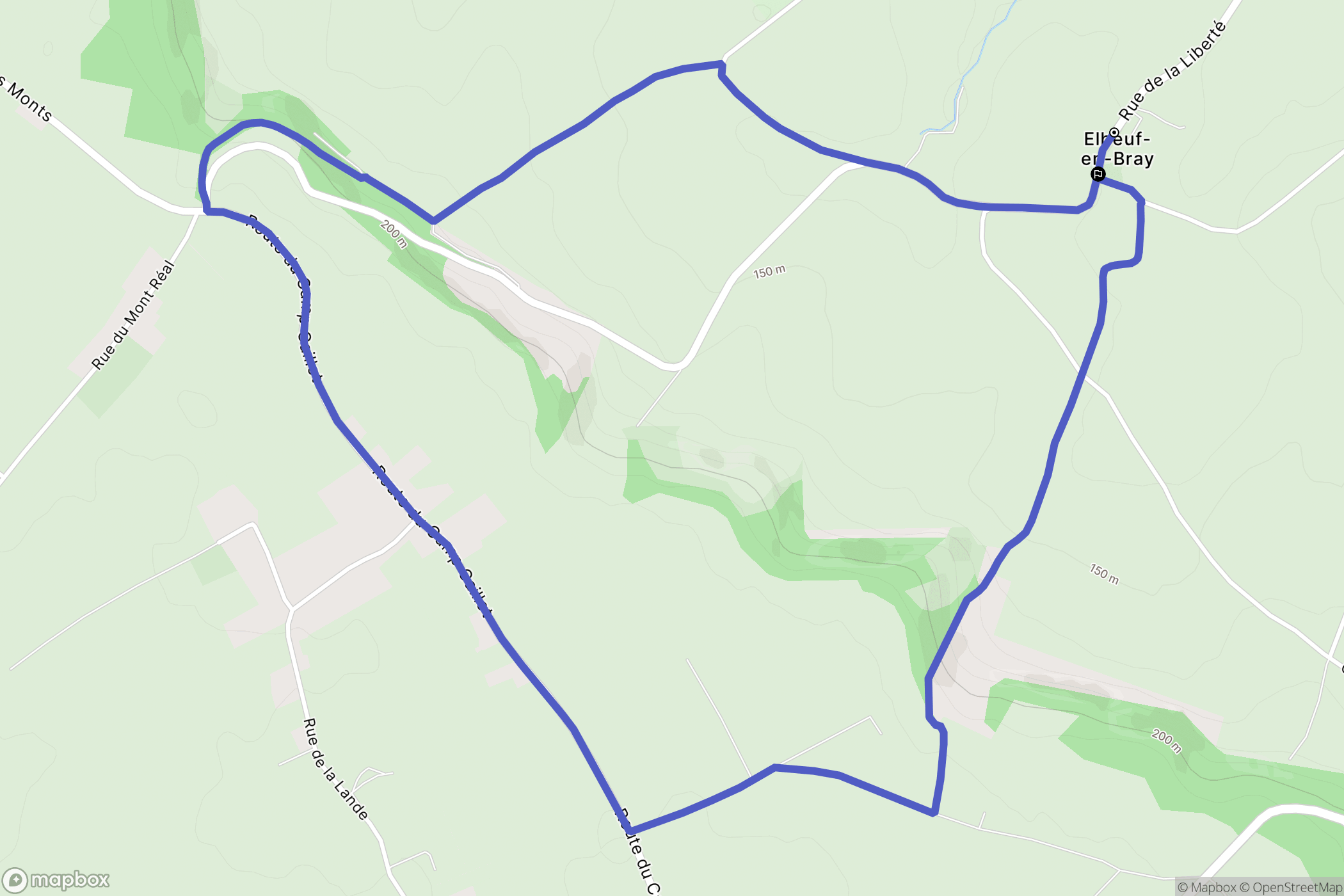 Elbeuf-en-Bray : carte du parcours de randonnée - France