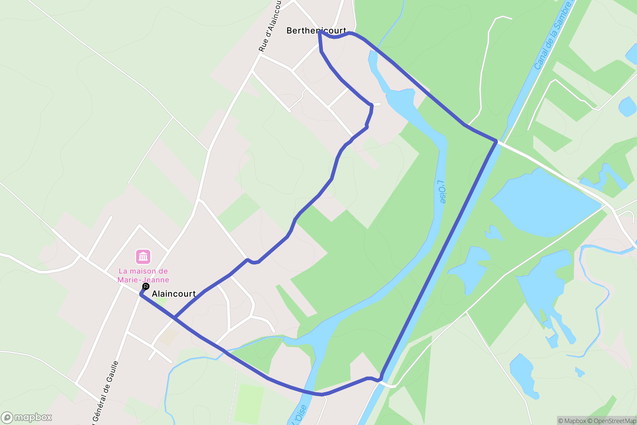 Alaincourt : carte du parcours de randonnée - France