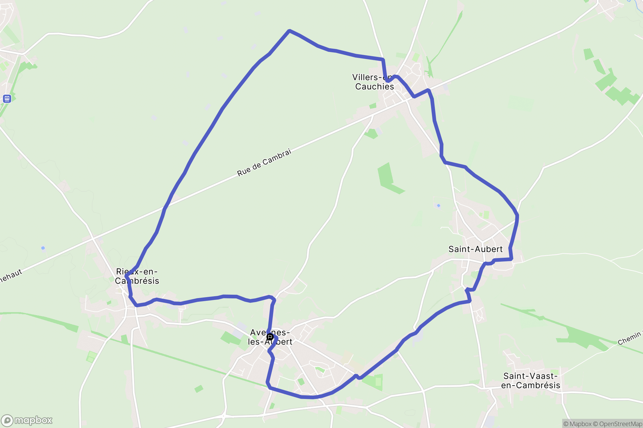 Avesnes-les-Aubert : carte du parcours de randonnée - France