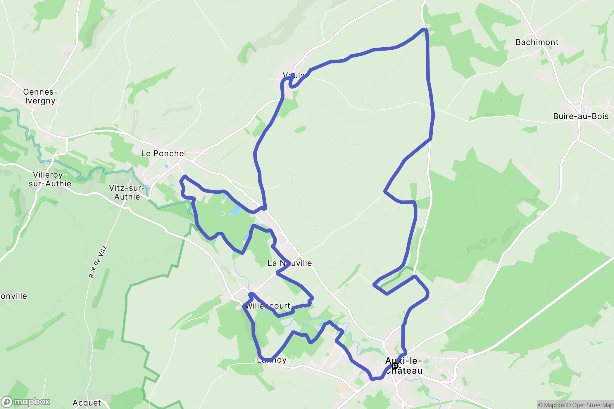 Auxi-le-Château : carte du parcours de randonnée - France