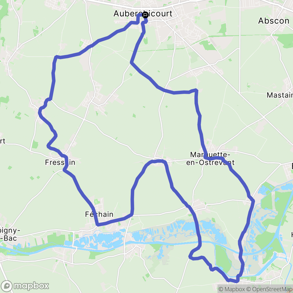 Auberchicourt : carte du parcours de randonnée - France