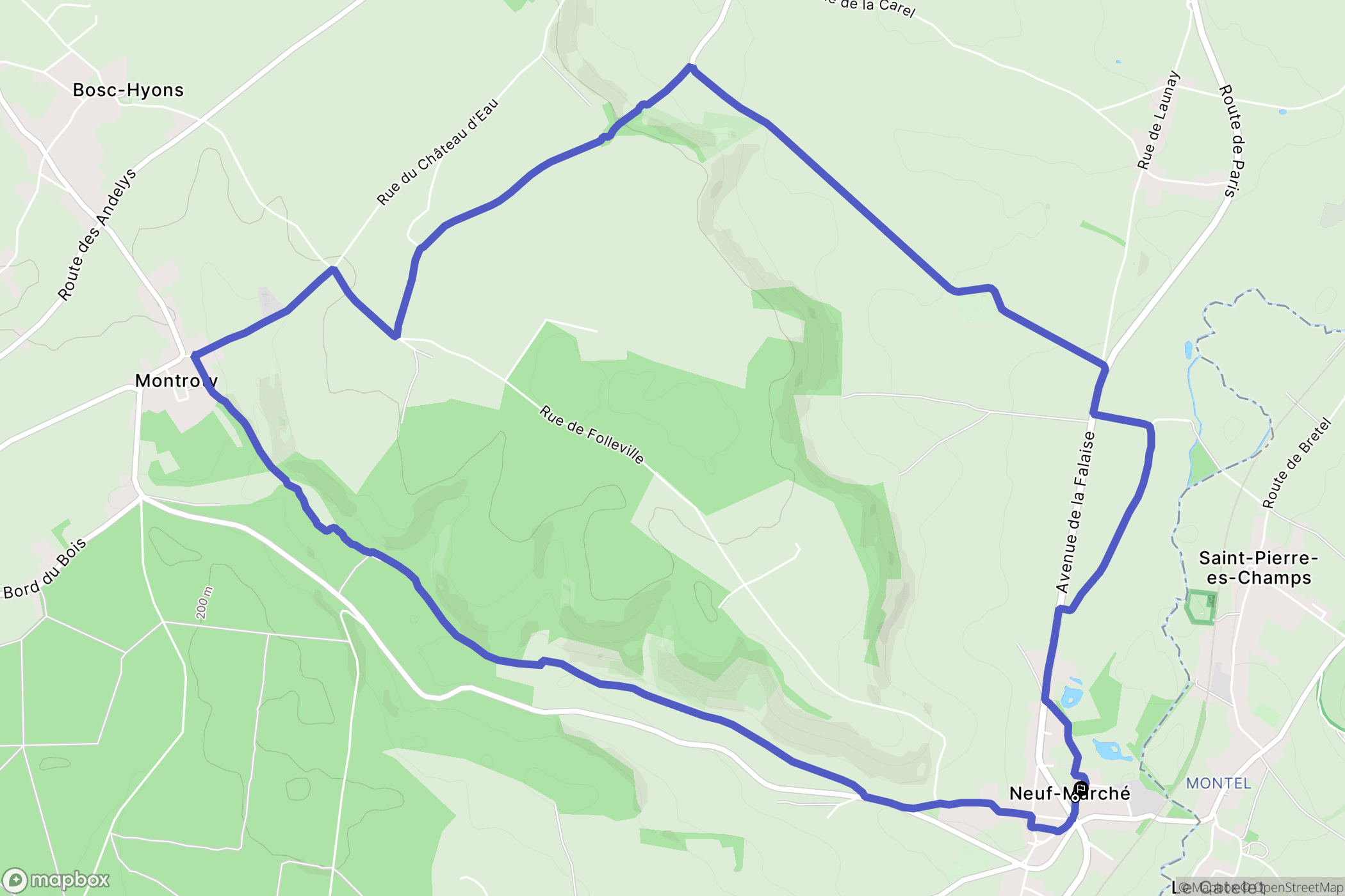 Neuf-Marché : carte du parcours de randonnée - France