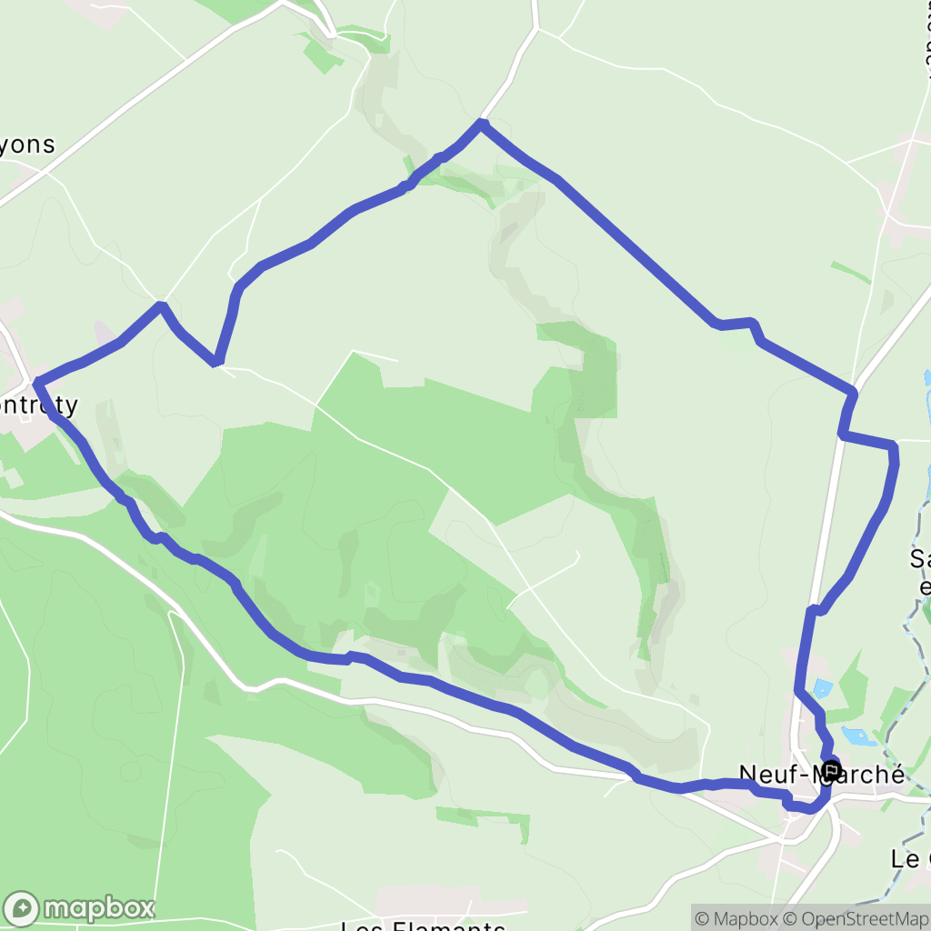 Neuf-Marché : carte du parcours de randonnée - France